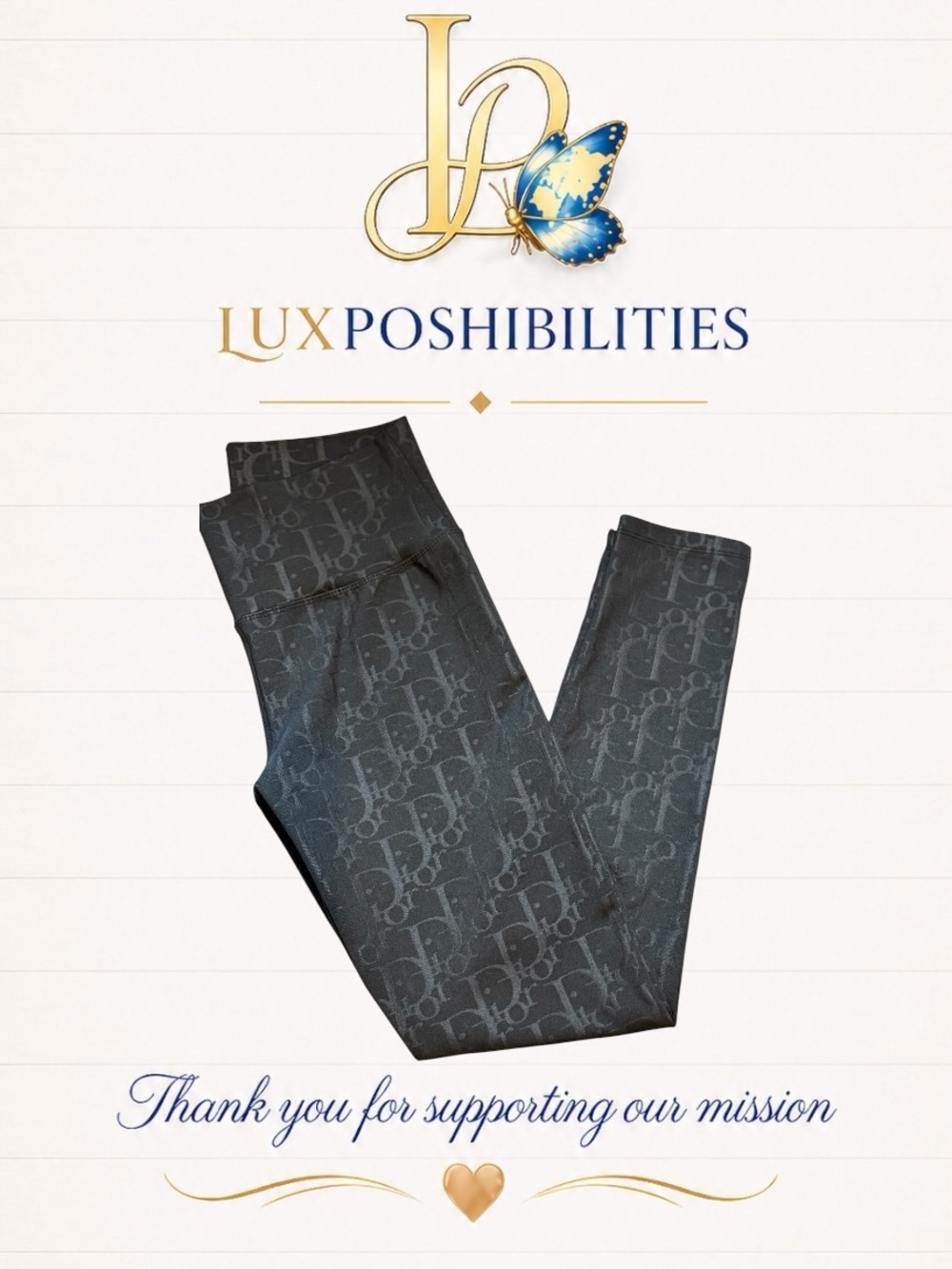 Dior Black Monogram Logo Leggings XXL